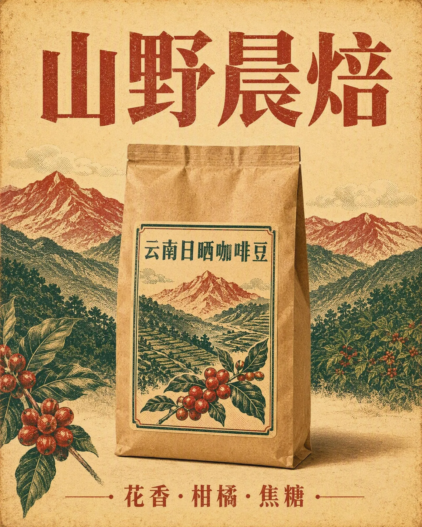 山野晨焙云南咖啡豆电商封面