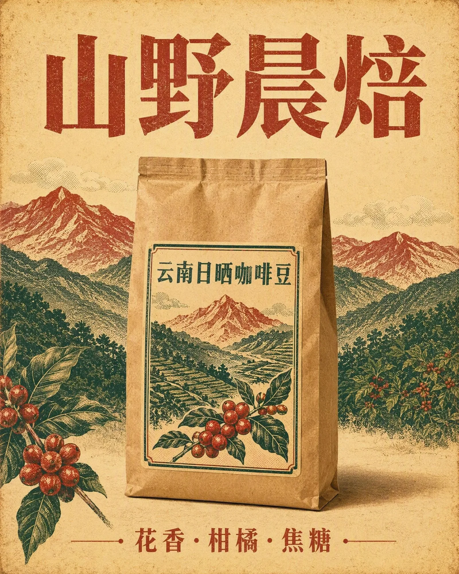 山野晨焙云南咖啡豆电商封面