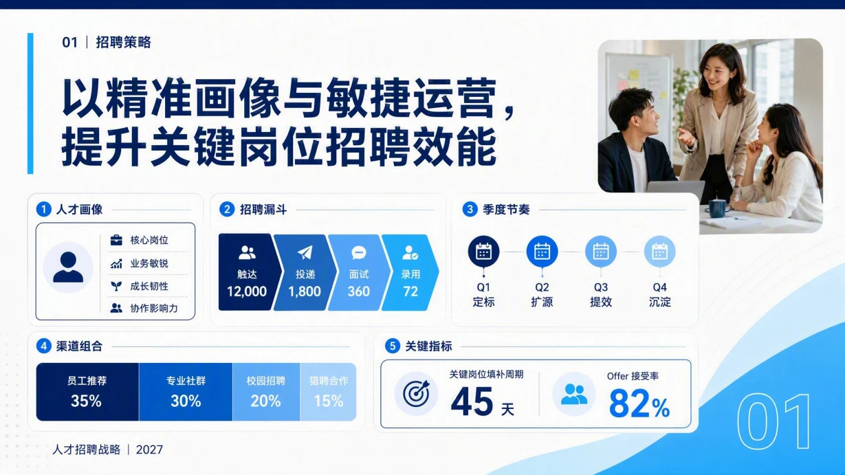 年度人才招聘战略简报模板 策略内页