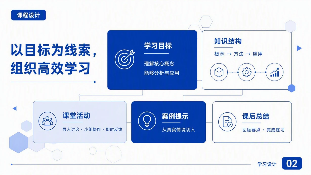 蓝色几何教学通用课件模板 内页