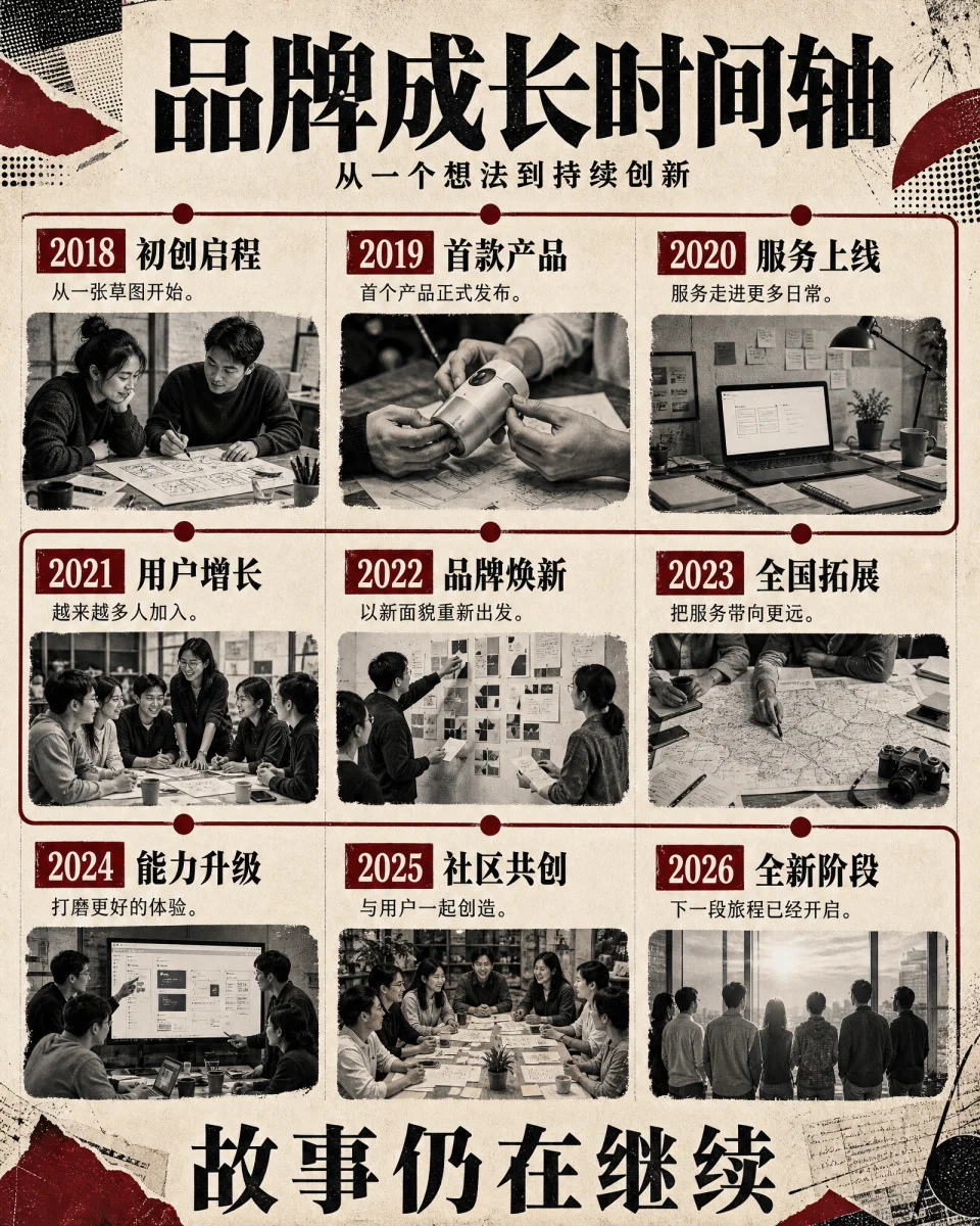 竖版品牌成长时间轴信息图