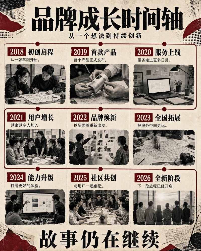 竖版品牌成长时间轴信息图