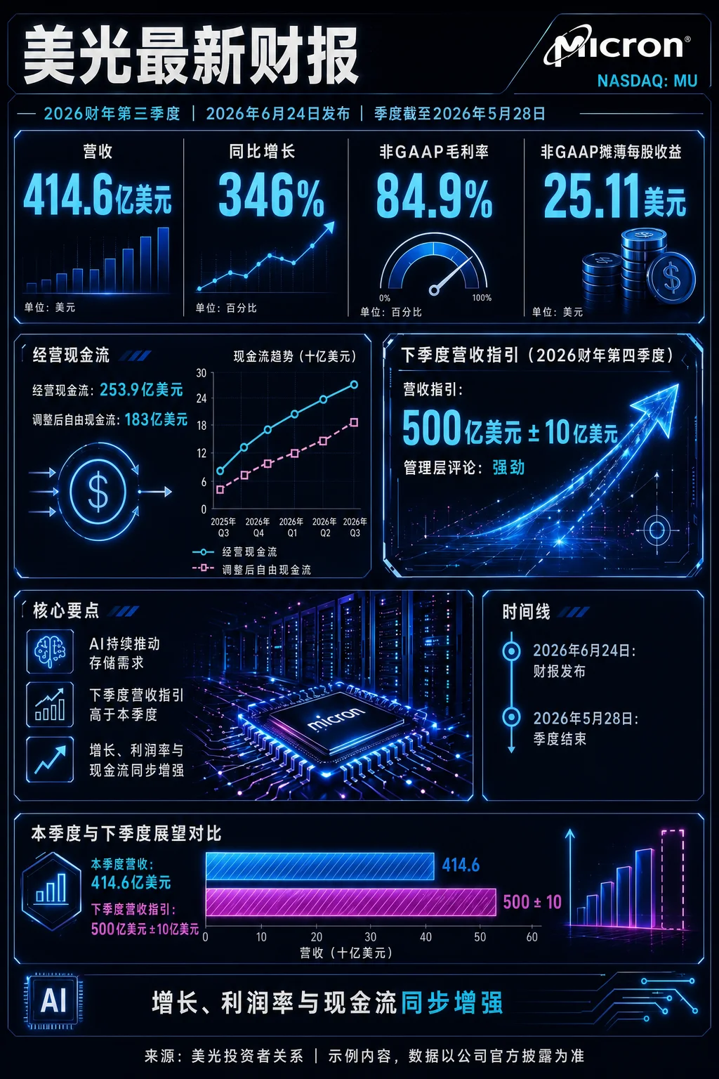 美光 2026 财年第三季度财报信息图