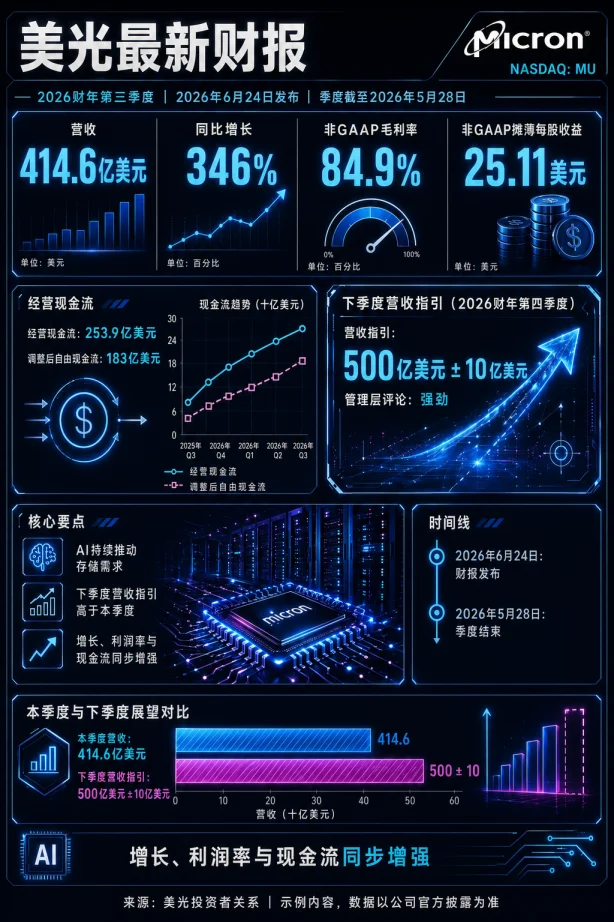 美光 2026 财年第三季度财报信息图