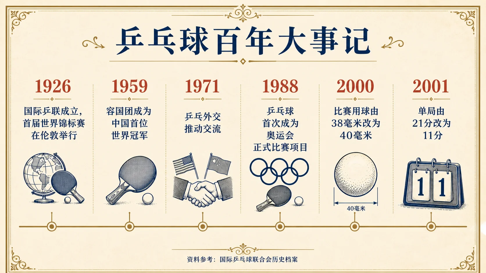 乒乓球百年大事记