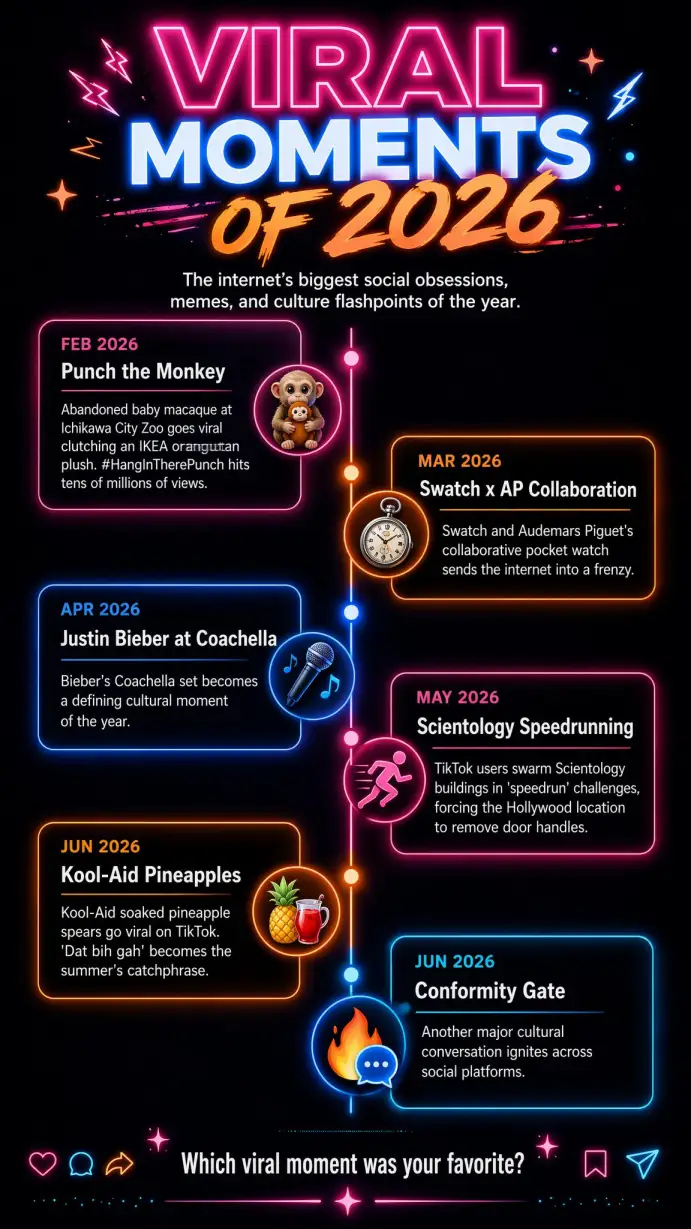 Timeline infographic of viral moments