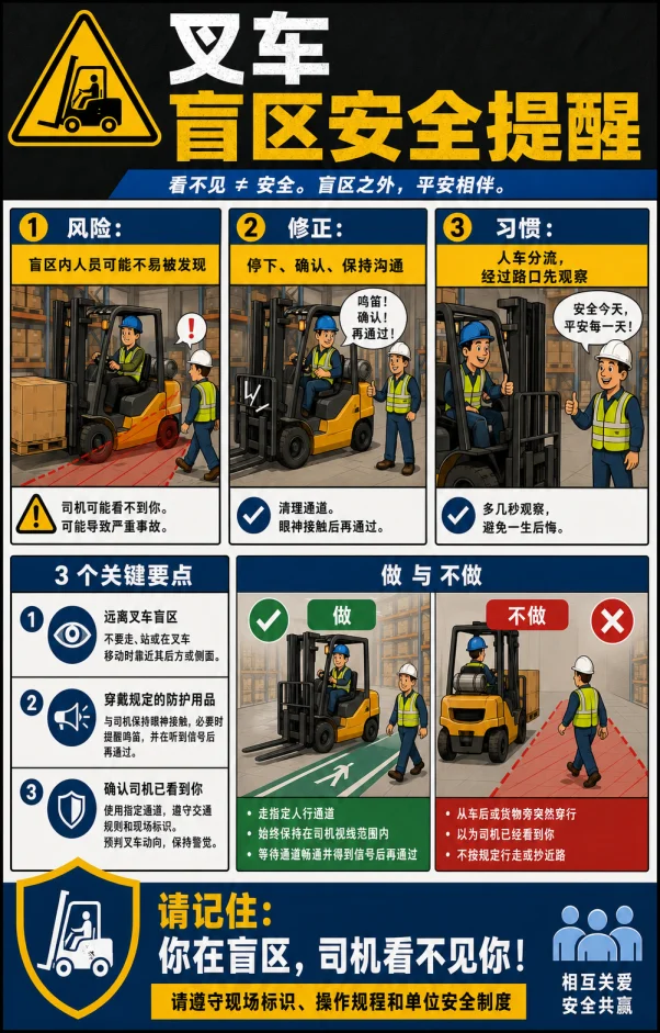 叉车盲区安全提醒