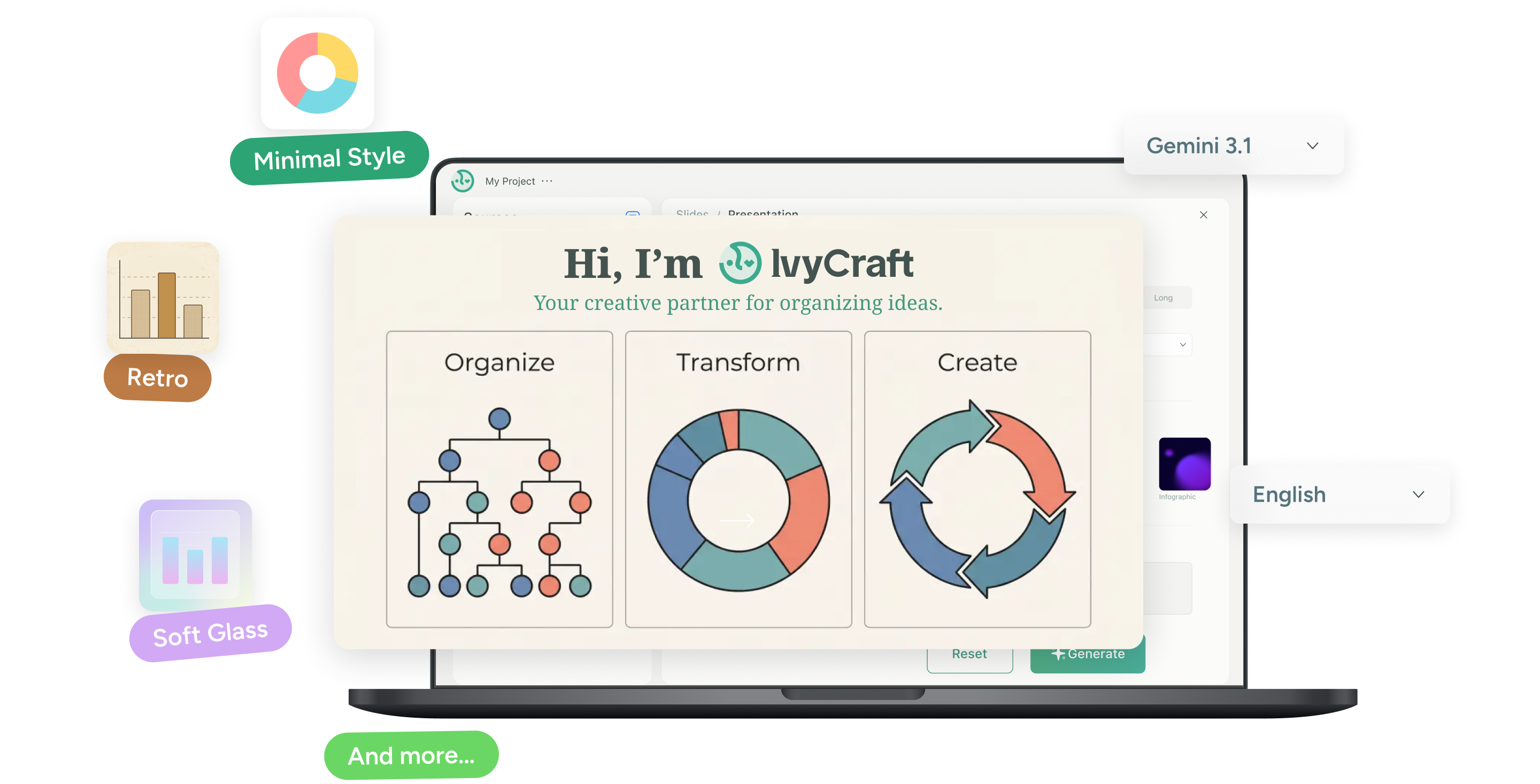 IvyCraft 视觉内容界面中选择适合社交传播的风格